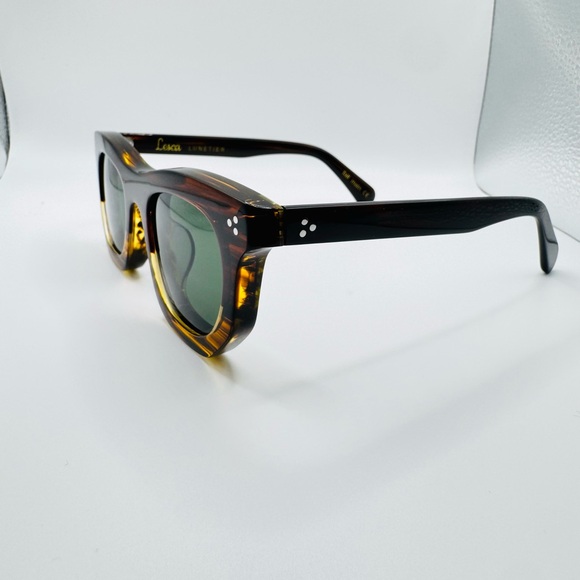 Lesca Tortoiseshell Green Lens Men’s Sunglasses - Picture 5 of 10